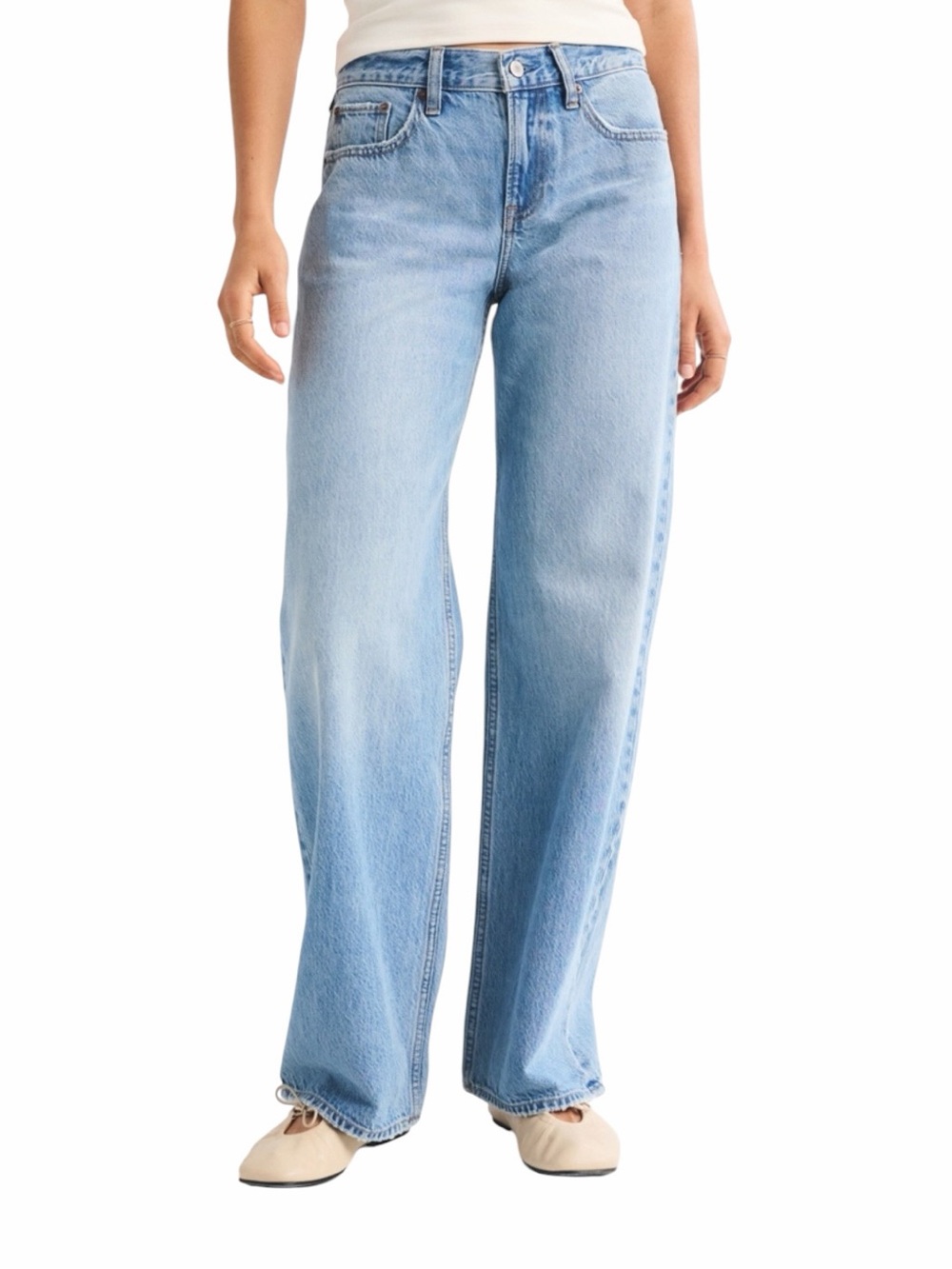 Abercrombie - Curve Love Low Rise Ultra Loose Raw Hem Jeans Sz 28
